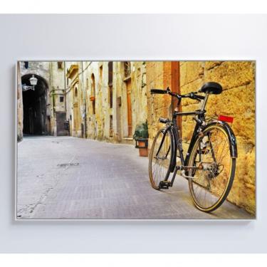 Imagem de Quadro Bicicleta Clássica Na Viela 60x40 Cm Vidro Impresso