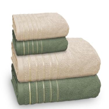 Imagem de Jogo de Toalha de Banho Golden, 4 Peças, Gramatura 500 g/m², Banhão, Appel (Verde Bandeira/Cereal)