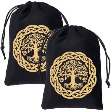 Imagem de CREATCABIN Bolsa de tarô, 2 peças, bolsa de veludo com cordão, árvore da vida, cartões de tarô, retângulo, porta-joias para cristais, altar runa, bruxaria, adivinhação, presentes, embalagem de 18 x 12