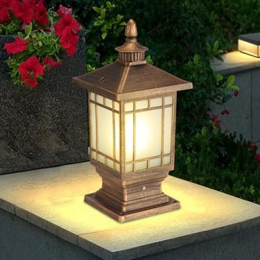 Imagem de PTOUG Luzes De Coluna Para Áreas Externas, Poste De Vidro Para Áreas Externas, Lanterna E26, Luminária Tradicional À Prova D'Água Para Jardim, Poste De Luz De Alumínio Moderno Para Cerca