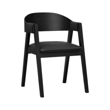 Imagem de Cadeira Miami Madeira Maciça Encosto Anatômico Curvo - Preto - Assento Estofado Corano Preto