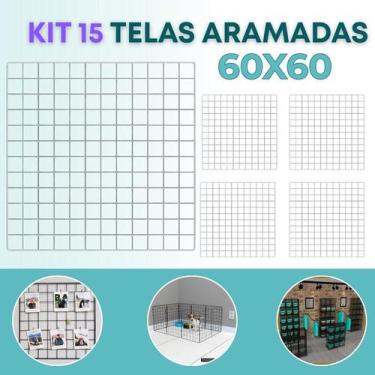 Imagem de Kit 15 Telas Aramada 60x60cm Painel Home Office Mural Recados Planejam