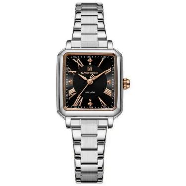 Imagem de Relógio Feminino Mostrador Quadrado Ponto de Luz em Aço Inoxidavel Impermeavel