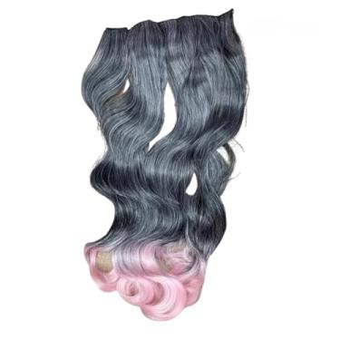 Imagem de Aplique Tic Tac de Cabelo Orgânico 70cm 150g – Textura Natural Similar ao Cabelo Humano (T1/PINK_ONDULADO)