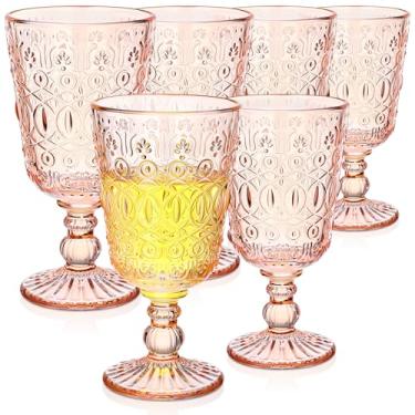 Imagem de Rtteri 6 peças de taças de vinho vintage com haste de taças de vinho a granel 283 g conjunto de copos de vinho de alta transparência para suco, licor, festa, casamento, bares, restaurantes, romântico