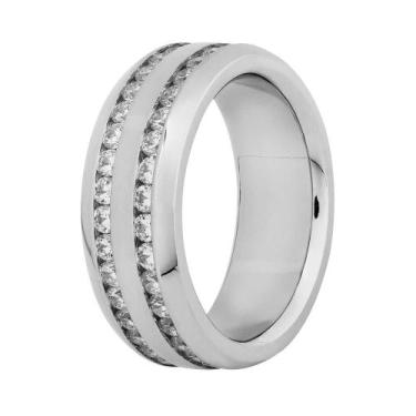 Imagem de Aliança Aço Troya Dupla 8mm com Zircônia - Convex, 16