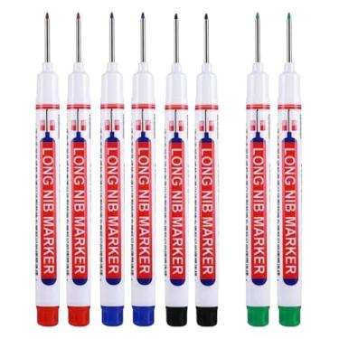 Imagem de Lilihuimaoyi 4 Peças Marcador de Furo Profundo Marcador de Construção Lápis de Carpinteiro E Caneta de Tinta Permanente à Base de óleo Adequada para B, 8 Peças Vermelhas