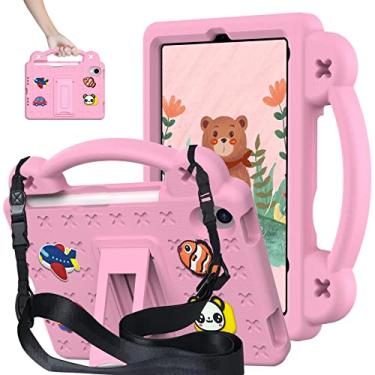 Imagem de YRH Capa para iPad Mini A17 Pro 2024/iPad Mini 6 Kids 2021, capa à prova de choque de EVA para iPad Mini 7ª/6ª geração de 8,3 polegadas, com alça de suporte, rosa