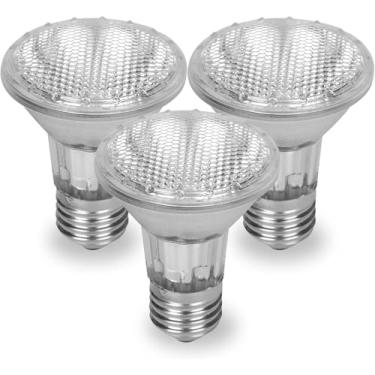 Imagem de PAR20 Pacote com 3 lâmpadas FL60 60PAR20/FL 60 Watt Halogêneo NFL Spot de substituição 120V feixe estreito de iluminação de feixe de inundação exaustor PAR20 Lâmpadas refletoras cozinha banheiro teto