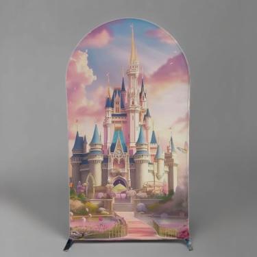 Imagem de Uoimystify Capa de fundo Arcos do Castelo de Princesas - Capas de tecido elástico para decorações de festa de aniversário, contos de fadas e eventos temáticos de fantasia (1,8 x 0,8 m, GX-2921)