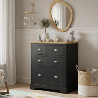 Imagem de Cômoda Infantil 4 Gavetas Retrô Toledo Cinza