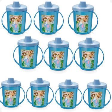 Imagem de Kit 10 Copo Infantil Alças E Bico 320Ml Bichinhos 6 Meses