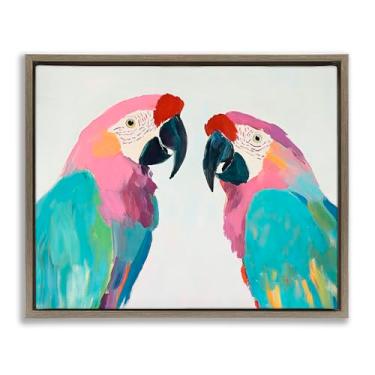 Imagem de Stupell Industries Arte de parede em tela flutuante marrom araras pastel exóticas, design por Sisi e Seb, 43 x 53 cm