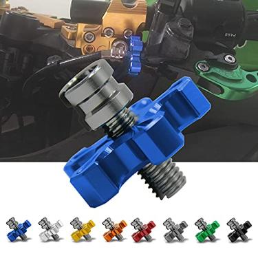 Imagem de R QIANKONG M10 Alavancas de embreagem de freio de motocicleta cabo ajustador de fio parafuso parafuso de alumínio máquina CNC compatível com motocicleta ATV UTV Sport Bike azul