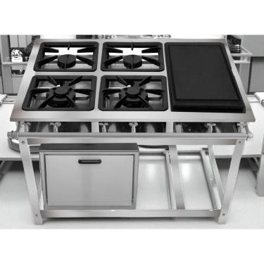 Imagem de Fogão Industrial 4 Bocas com Chapa P7 em Aço Inox Leona
