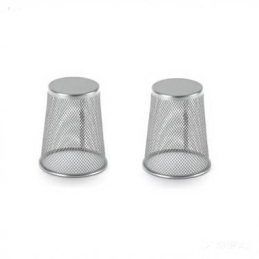 Imagem de Pacote com 2 suportes de lápis de malha cônica prateada, copos de metal, organizador de mesa para escritório, casa ou pincéis de maquiagem