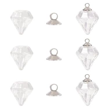 Imagem de Pingentes de garrafas de vidro de diamante, pingentes vazios de cristal com fecho de tampa, para brincos, pingentes, colares, bijuterias, faça você mesmo, 16-17x15-15.5x13.5-14.5mm, Vidro, Sem Pedra