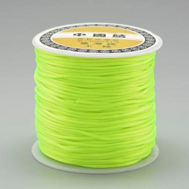 Imagem de 1 rolo de fio de nylon de 1 mm, cordão de cetim de rabo de rato, material para fazer você mesmo, cordão de nylon para colar, pulseira, joias, artesanato feito à mão, 70 m)/rolo (verde amarelo)
