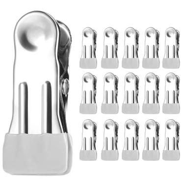 Imagem de Cabides resistentes, pacote com 15, clipes de metal de 5 cm, prendedores de roupa para secagem de fotos, varal de roupa, clipes de saco para alimentos, cozinha, aço inoxidável com borracha, Gery