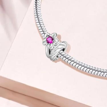 Imagem de 1 peça prata elegante mês berloque para mulheres, faça você mesmo, fabricação de joias e roupa diária combinando joias decoração presente para a mãe (maio), 10.4*10mm, Prata, Sem Pedra Preciosa