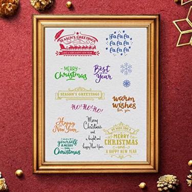 Imagem de Carimbos transparentes com palavras de Natal para decoração de cartões e materiais de scrapbook, carimbos de borracha transparentes com sentimento para álbum de fotos de cartão de papel, materiais de
