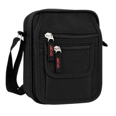 Imagem de Shoulder Bag Masculina Premium com 4 Bolsos — Bolsa Transversal de Ombro Prática, Estilosa e Versátil para o Dia a Dia (Preta)