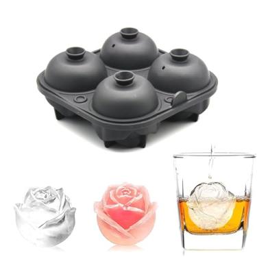 Imagem de Forma de cubo de gelo, bandeja de gelo para uso doméstico, caixa de gelo de silicone, congelador (rosa pequeno de 4 elos)