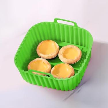 Imagem de Forros de silicone para fritadeira a ar, forros de silicone reutilizáveis de grau alimentício fáceis de limpar, acessórios para fornos de forno Airfryer (verde)
