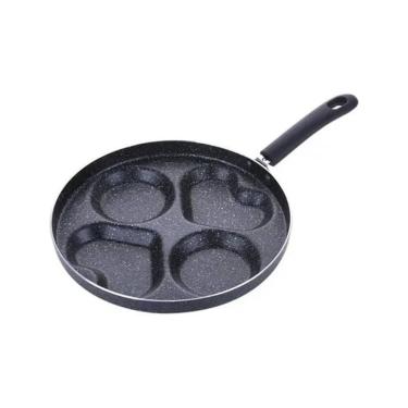 Imagem de Frigideira Preta 24,5Cm Antiaderente Com 4 Divisórias Ovos
