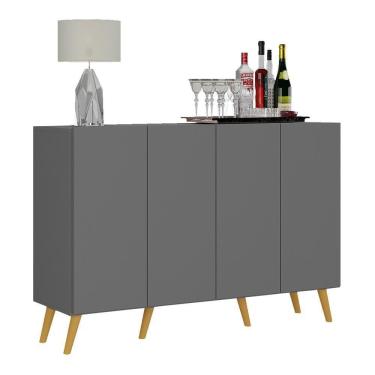 Imagem de Aparador Buffet 4 Portas Retrô Veneza Multimóveis V3556 Grafite/Natural Grafite/Natural