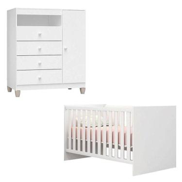 Imagem de Berço Americano Doce Sonho 100 Com Cômoda Infantil Ternura Baby Branco Brilho - Incorplac