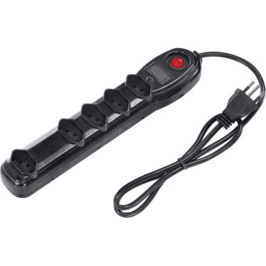 Imagem de Filtro De Linha 5 Tomadas Com Fusível E Chave Cabo Pp 3x0,75 0,75m Fl5t Pacote Plástico