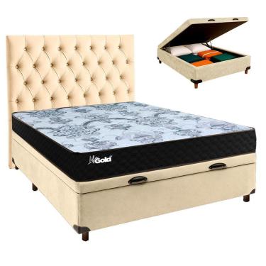 Imagem de Kit Cabeceira + Cama Box Bau + Colchão Casal Molas Ensacadas Life Gold Paropas