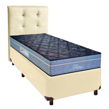 Imagem de Conjunto Cama Box Bege Solteiro + Colchão Molas Ensacadas Petrus Paropas + Cabeceira