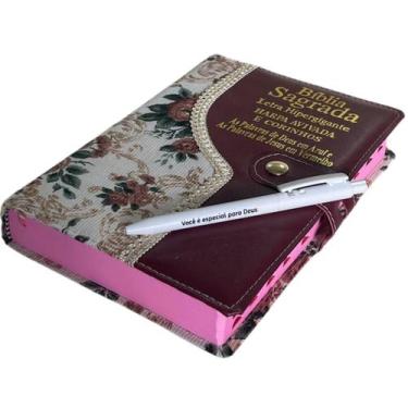 Imagem de Bíblia Feminina com Letra Hipergigante e Harpa Cristã Almeida Revista 