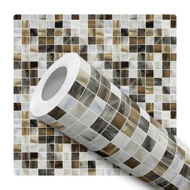 Imagem de Papel de Parede Adesivo Azulejo Pastilha Ladrilho Tons de Marrom Marmo