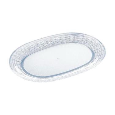Imagem de Bandeja Oval Trança Decorativa Cristal Multiuso Raso 34cm - KEITA
