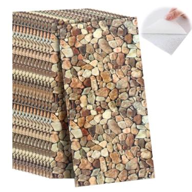 Imagem de Hahafelt 12 peças de painéis de parede impermeáveis para descascar e colar de mármore 61 x 30 cm PVC Retro-Art Adesivo de parede de pedra falsa para banheiro sala de estar lavatório cozinha lobby