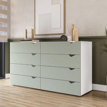 Imagem de Cômoda 8 Gavetas Porto Branco Verde Politorno Móveis