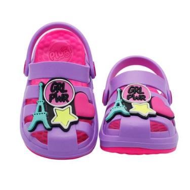 Imagem de Babuche Sandália Plugt Pop Baby Girl Power Preto com Detalhes Colorido