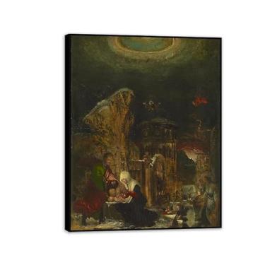 Imagem de SDYJ6GSW Pôster de parede Albrecht Altdorfer Birth of Christ Giclee impressões em tela Albrecht Altdorfer decoração de parede para sala de estar quarto banheiro decoração de casa 65 x 50 cm (66.0x48.3