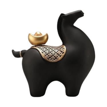 Imagem de Fxzqgnh Estátua de Cavalo, Estátua Moderna, Decoração para Casa, Estatueta de Animal, Escultura de Mesa para de Entrada, Lareira, Presente Corp, Cabeça preta levantada, Tamanho real