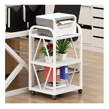 Imagem de YWangQiang Suporte de impressora para suporte de estante de impressão de mesa polia do chão ao teto prateleira de impressora escritório 3 camadas armazenamento de arquivos móvel rack impressora mesa