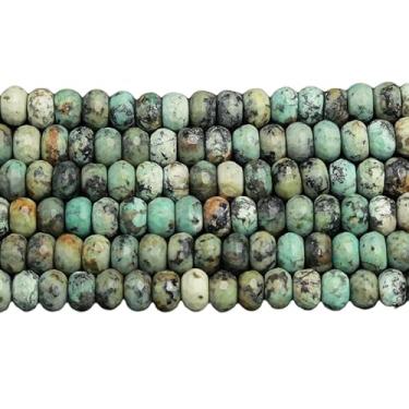 Imagem de Lady Works Fio de pedra natural turquesa africana de 33 cm, contas facetadas rondelle de 10 x 6 mm para fazer joias DIY | Beads_00917