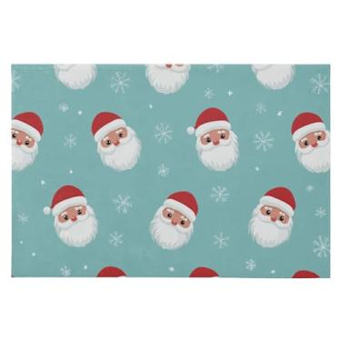 Imagem de Blueangle Tapete de Natal 5 x 7 – Capacho lavável antiderrapante para entrada, cozinha, banheiro, varanda com estampa de Papai Noel (505)