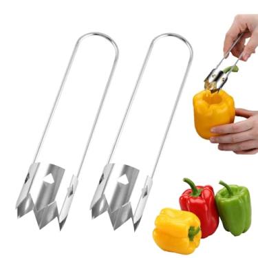 Imagem de 2 peças de descaroçador de pimenta, removedor de núcleo multifuncional de frutas e vegetais, ferramenta de aço inoxidável, sino, ferramenta de descaroçador de cozinha para pimenta, abacaxi, pera