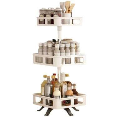 Imagem de Porta Temperos，Organizador Giratorio，Organizador De Condimentos Rack Rotativo Porta Temperos Cozinha(3 ANDAR QUADRADO BRANCO)