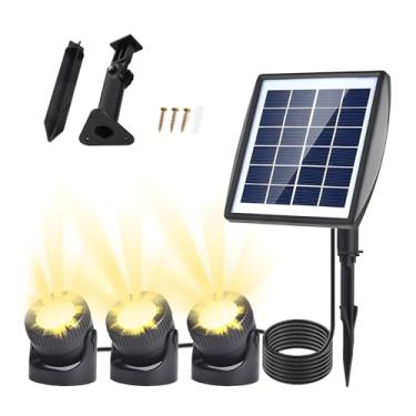 Imagem de Phefop Luzes Solares, Jardim à Prova de água Ao Ar Livre, Luzes LED de Caminho Solar Com 3 Cabeças Ajustáveis, Estaca Incluída, Bateria de 2200mAh, para Paisagem, Quintal, Piscina, (Branco Quente)