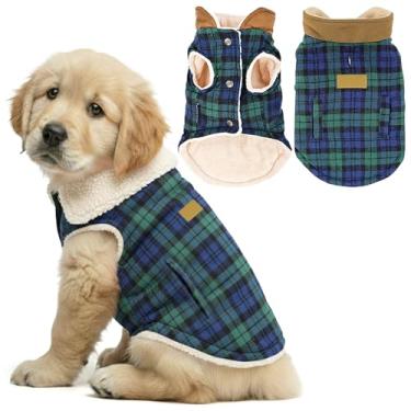 Imagem de Parisian Pet – Colete de cachorro xadrez verde escocês / suéter de lã – Suéter perfeito para cães para o Natal – Tamanho P