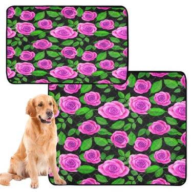 Imagem de CEBUGI Almofadas de xixi laváveis para cães, pacote com 3, almofadas impermeáveis para filhotes de cachorro, antiderrapante, à prova de vazamento, para cama de cercadinho, rosa roxa